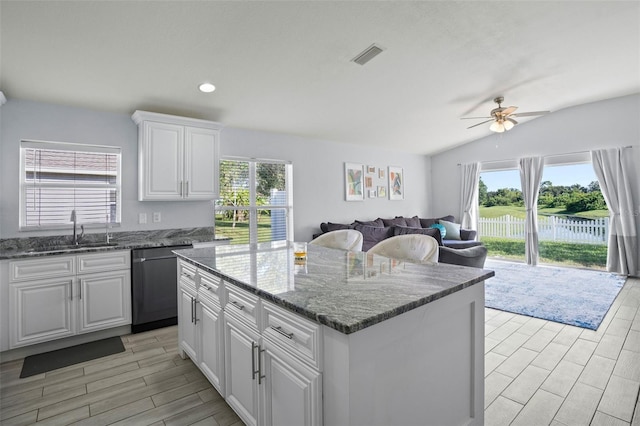 kitchen with dishwasher, plenty of natural light, and sink