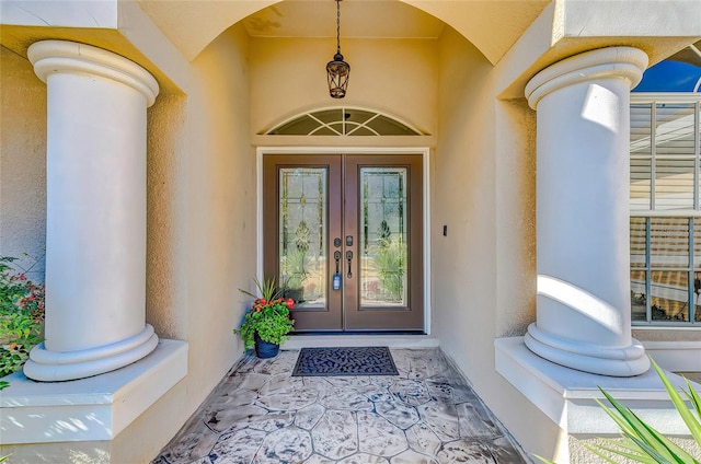 property entrance with french doors