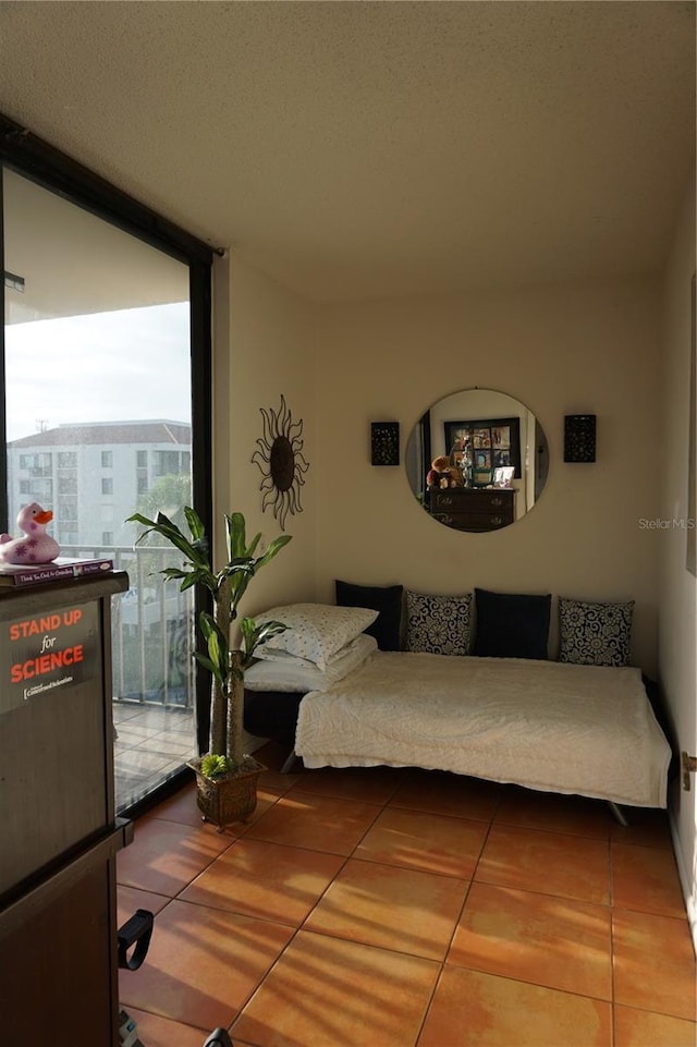 living room with a textured ceiling