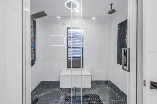 bathroom featuring an enclosed shower