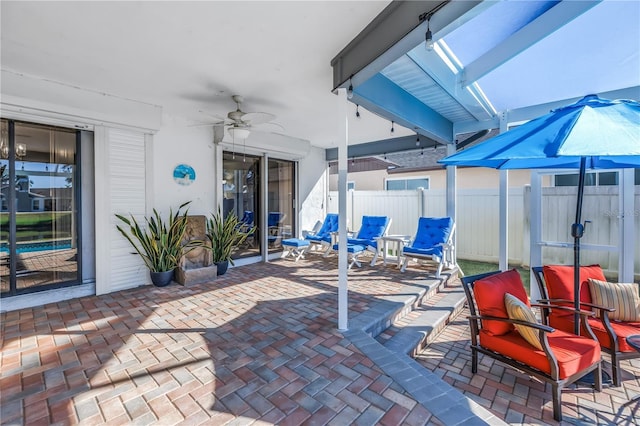 view of patio / terrace with ceiling fan