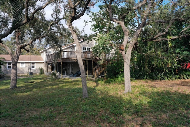 view of yard featuring a deck