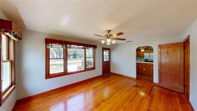 1149 Sedeeva St, Clearwater, FL 33755 - interior space with baseboards, ceiling fan, visible vents, and light wood-type flooring