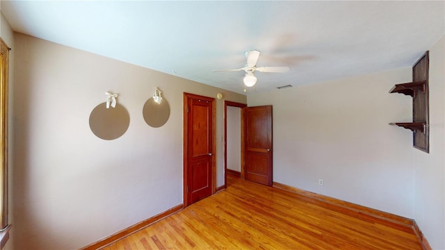 1149 Sedeeva St, Clearwater, FL 33755 - unfurnished room with light wood-style flooring, visible vents, baseboards, and ceiling fan