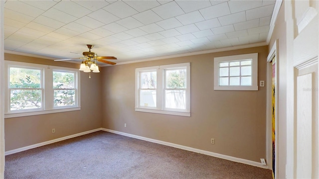 1149 Sedeeva St, Clearwater, FL 33755 - carpeted spare room featuring baseboards, crown molding, and a healthy amount of sunlight
