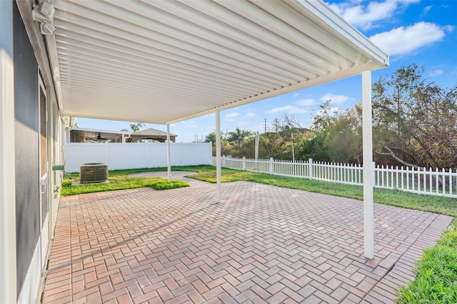 view of patio / terrace featuring central AC unit