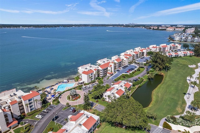 bird's eye view featuring a water view