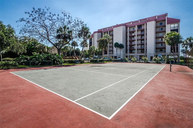 view of tennis court with basketball court