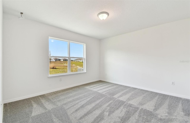 empty room with carpet and a textured ceiling