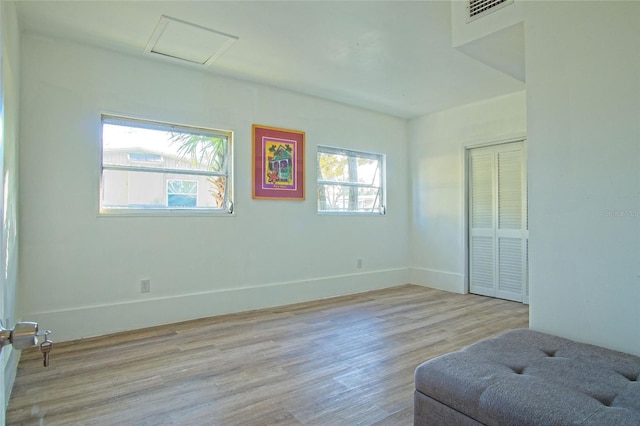 interior space with light hardwood / wood-style flooring