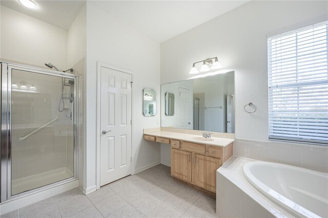3602 Juneberry Dr, Wesley Chapel, FL 33543 - full bath featuring healthy amount of natural light, a shower stall, vanity, and a bath