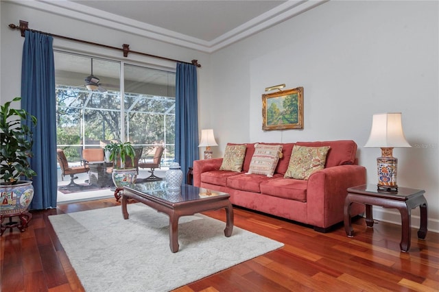 living room with wood-type flooring