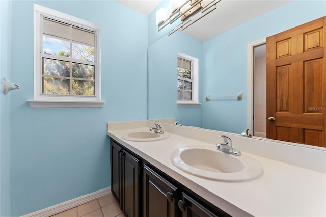 bathroom featuring tile patterned flooring and vanity