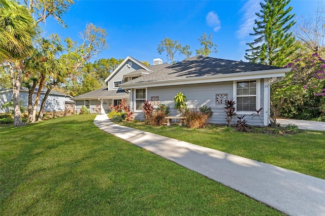 view of front of home with a front yard