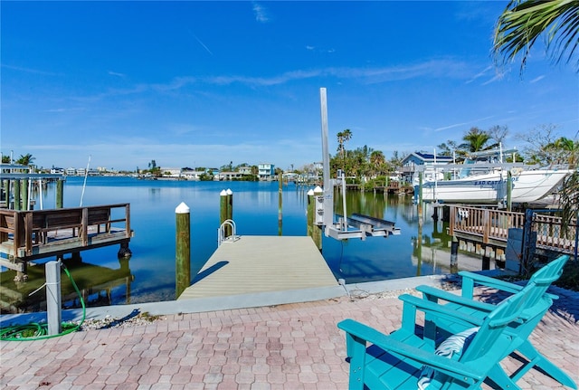 view of dock featuring a water view