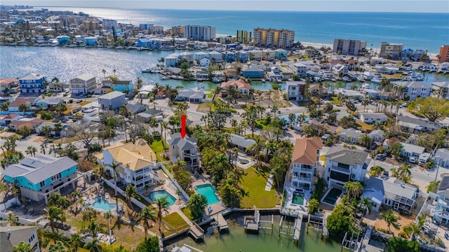 bird's eye view featuring a water view