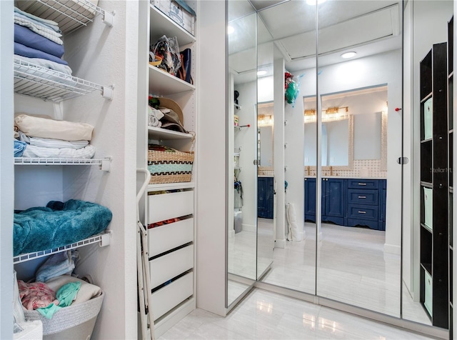 interior space featuring light tile patterned floors