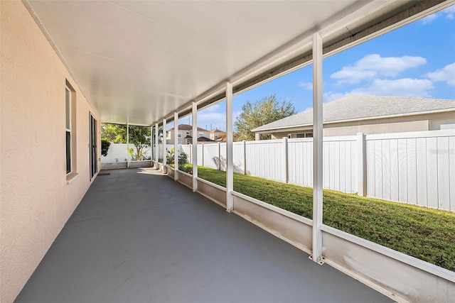 view of unfurnished sunroom