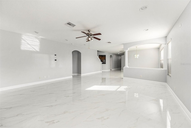 unfurnished room featuring ceiling fan