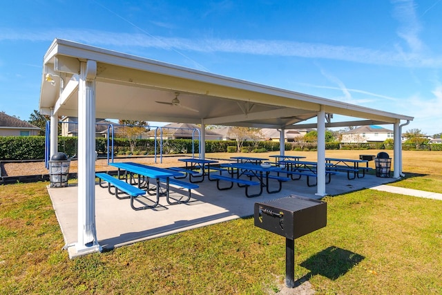 view of community with a lawn and a gazebo