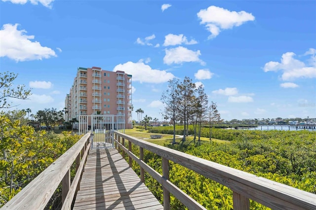 surrounding community with a water view