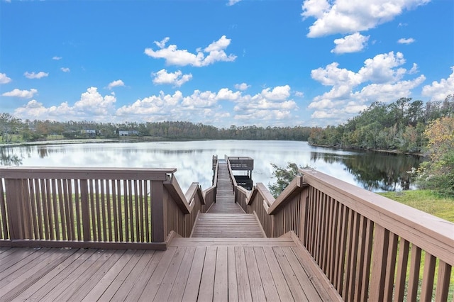 view of dock featuring a water view