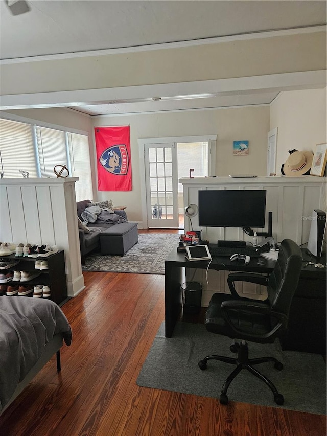 office space featuring hardwood / wood-style flooring