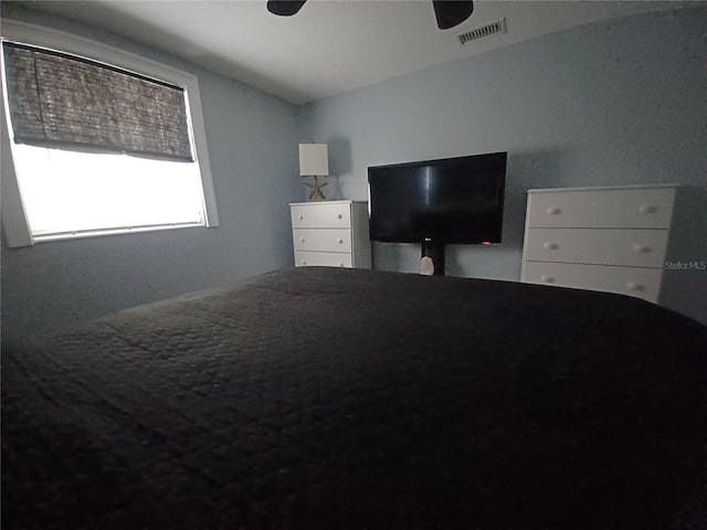 bedroom featuring ceiling fan