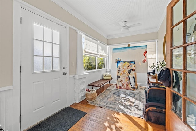 interior space featuring ceiling fan