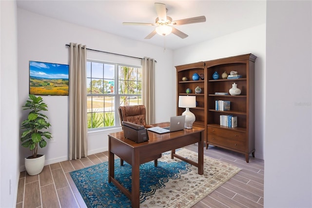 home office featuring ceiling fan