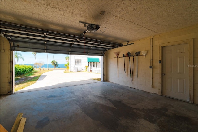 garage with a garage door opener