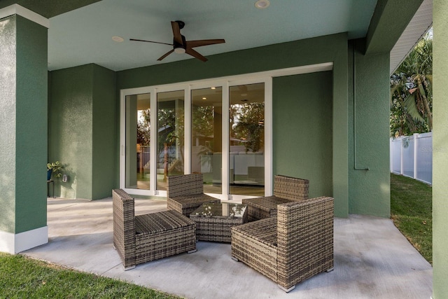 view of patio / terrace with ceiling fan