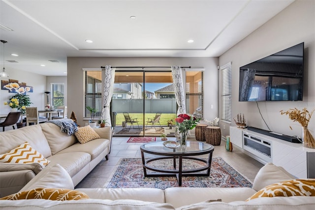 view of tiled living room