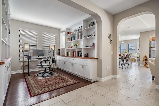 office space featuring light hardwood / wood-style flooring