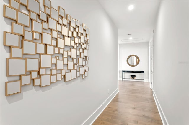 hall featuring light hardwood / wood-style flooring