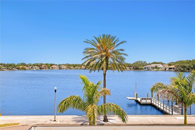 view of dock featuring a water view