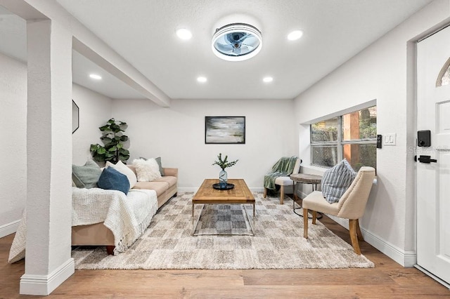 living room with hardwood / wood-style flooring