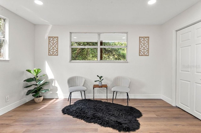 sitting room featuring light wood-type flooring