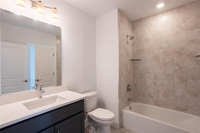 479 Winwood Ct, Port Charlotte, FL 33954 - bathroom featuring toilet, vanity, washtub / shower combination, and recessed lighting