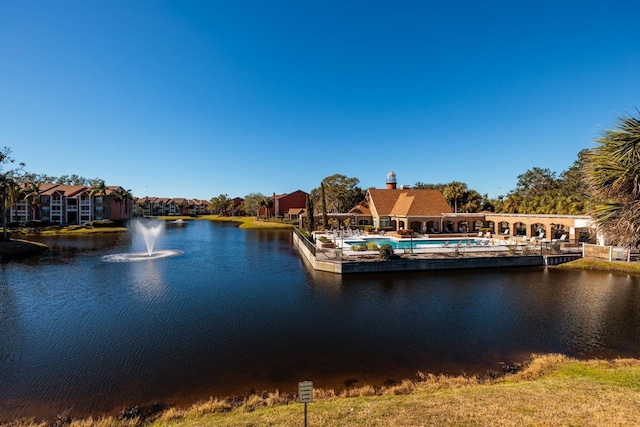 view of dock featuring a water view