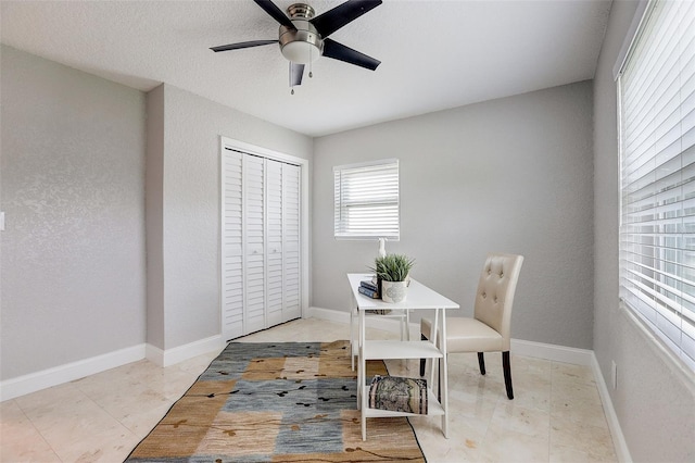 office featuring ceiling fan