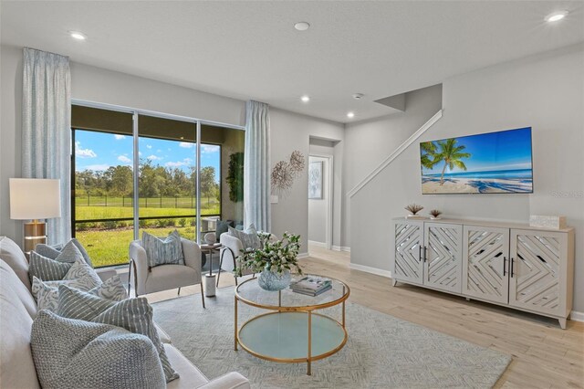 living room featuring light hardwood / wood-style flooring