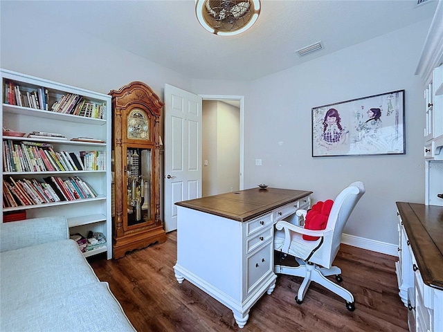 office featuring dark wood-type flooring