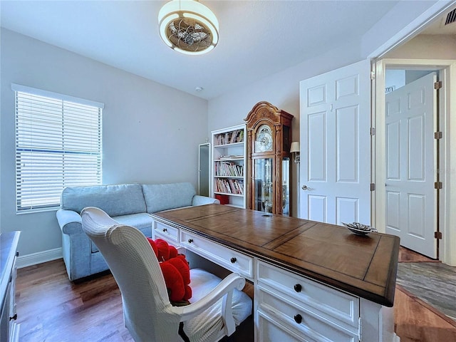 office space featuring hardwood / wood-style floors