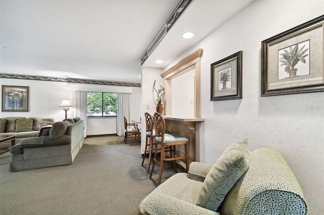 living room featuring carpet floors