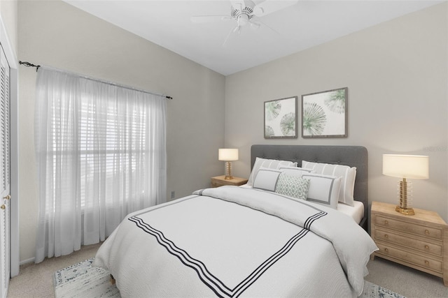 bedroom with carpet and ceiling fan