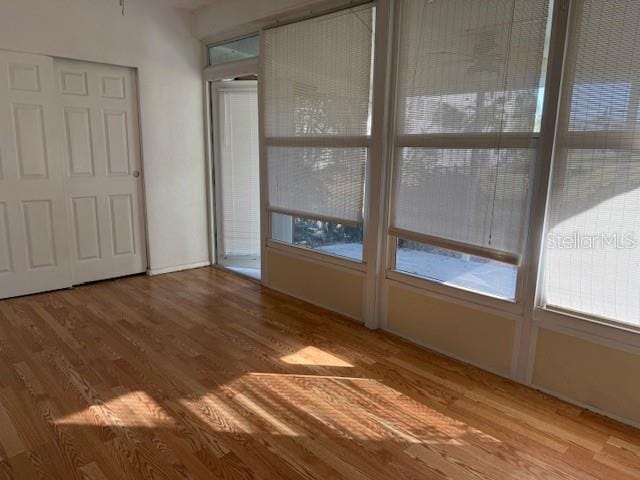 empty room with a wealth of natural light and wood-type flooring