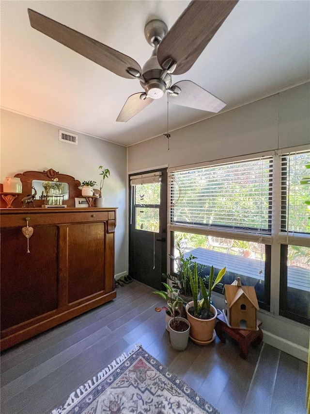 interior space featuring plenty of natural light and ceiling fan