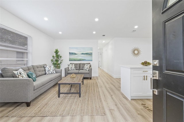 living room featuring light hardwood / wood-style flooring