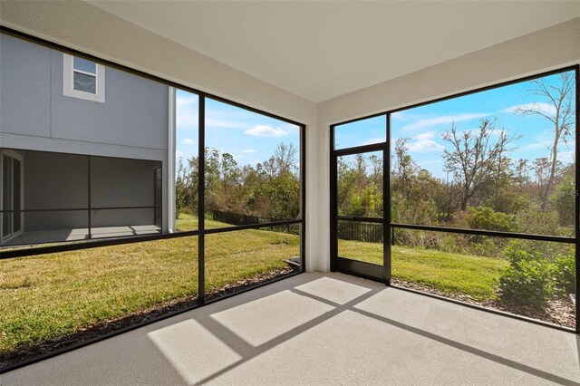 view of unfurnished sunroom